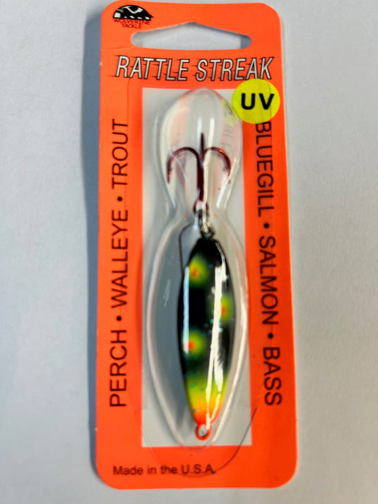 WOLVERINE ALL ICE 3-8 / Bright Lights Wolverine Tackle Rattle Streak Ice Spoon
