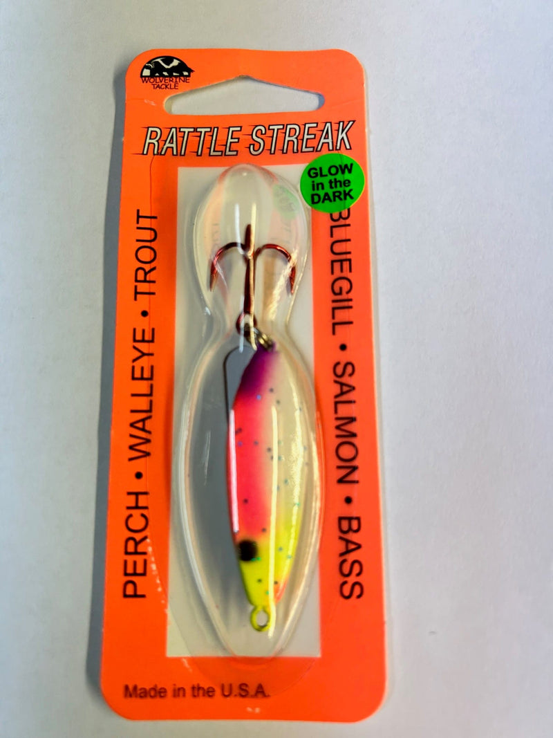 Northland Tackle Buck Shot Rattle Spoon 6 - Super Glo Firetiger Ice Lure  1/2 oz