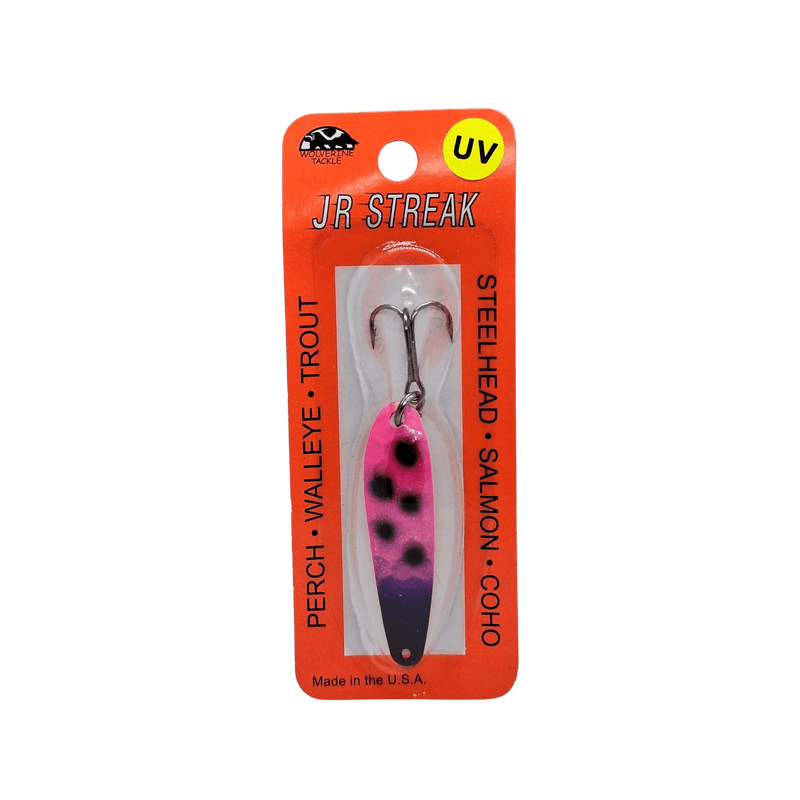 Load image into Gallery viewer, Wolverine Tackle JR Streak Spoon | Colour: UV Purple Pecker | Fishing World
