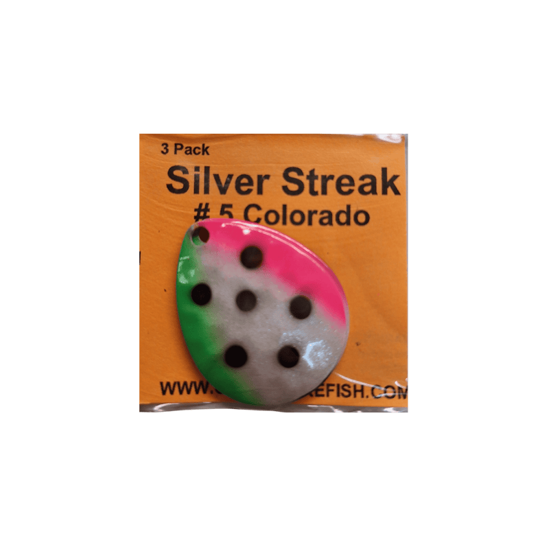 Load image into Gallery viewer, WOLVERINE WORM HARNESS Pearl Watermelon Wolverine Tackle Silver Streak #5 Colorado Blade 3-pack
