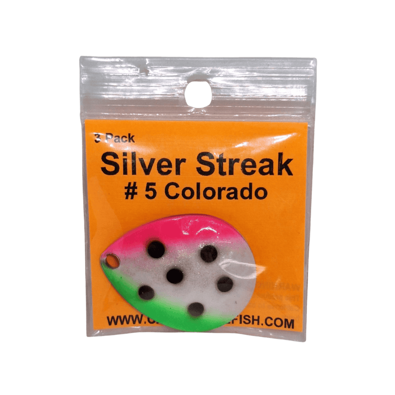 Load image into Gallery viewer, WOLVERINE WORM HARNESS Pearl Watermelon Wolverine Tackle Silver Streak #5 Colorado Blade 3-pack

