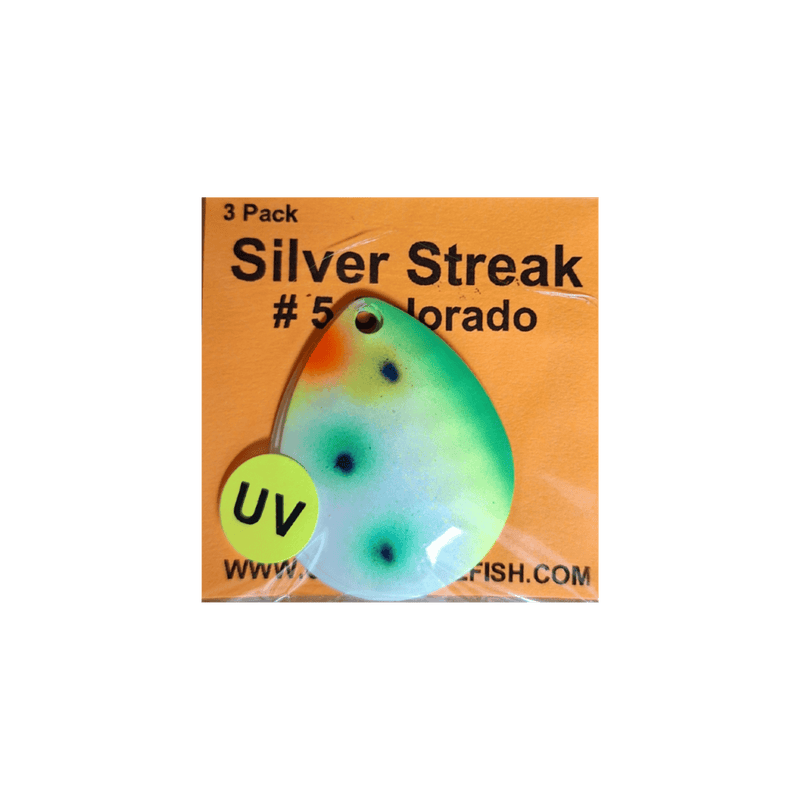 Load image into Gallery viewer, WOLVERINE WORM HARNESS UV Lemon Drop Wolverine Tackle Silver Streak #5 Colorado Blade 3-pack
