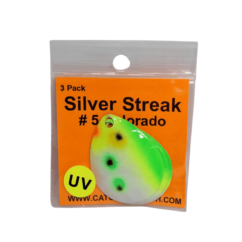 Load image into Gallery viewer, WOLVERINE WORM HARNESS UV Lemon Drop Wolverine Tackle Silver Streak #5 Colorado Blade 3-pack
