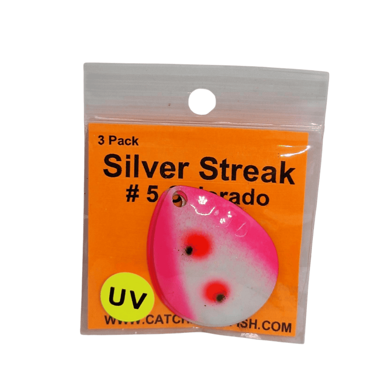 Load image into Gallery viewer, WOLVERINE WORM HARNESS UV Pink Egg Wolverine Tackle Silver Streak #5 Colorado Blade 3-pack
