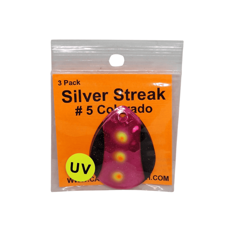 Load image into Gallery viewer, WOLVERINE WORM HARNESS UV Purp Hot Rod Wolverine Tackle Silver Streak #5 Colorado Blade 3-pack
