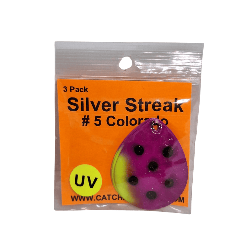 Load image into Gallery viewer, WOLVERINE WORM HARNESS UV Purple Boxer Wolverine Tackle Silver Streak #5 Colorado Blade 3-pack
