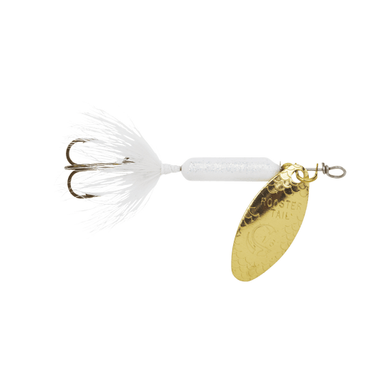 WORDENS SPINNERS 1-8 / Glitter White Worden's Original Rooster Tail Treble Hook