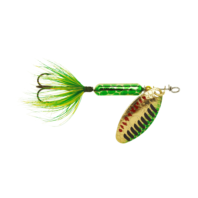 Load image into Gallery viewer, WORDENS SPINNERS 1-8 / Metallic Gold Green Pirate Worden's Original Rooster Tail Treble Hook
