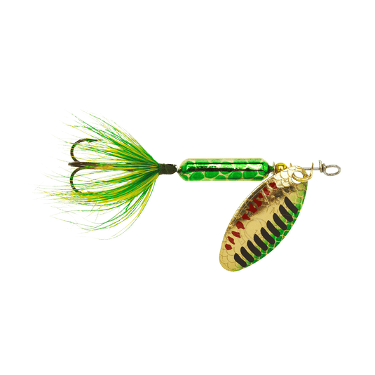 WORDENS SPINNERS 1-8 / Metallic Gold Green Pirate Worden's Original Rooster Tail Treble Hook