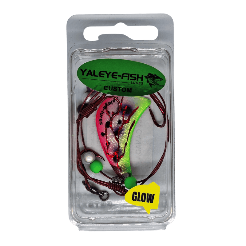 Load image into Gallery viewer, YAYELE-FISH WORM HARNESS Glow Pur Watermelon Yaleye-Fish Hatchet Blades Worm Harness
