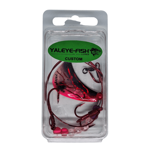 YAYELE-FISH WORM HARNESS Pink Bubble Gum Yaleye-Fish Hatchet Blades Worm Harness