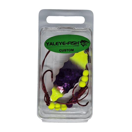 YAYELE-FISH WORM HARNESS Purple Bowtie Yaleye-Fish Willow Blade Worm Harness