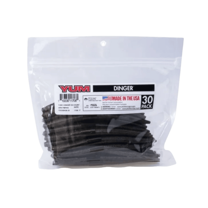 Load image into Gallery viewer, YUM WORMS Green Pumpkin (08) YUM 5" Bulk Dinger 30 Pack

