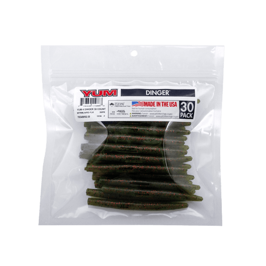 YUM WORMS Watermelon Red Flk (02) YUM 5" Bulk Dinger 30 Pack