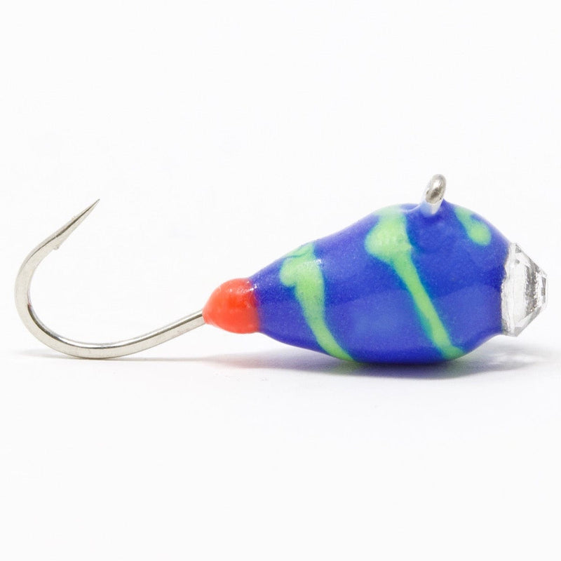 Load image into Gallery viewer, CLAM SWIRL DROP 10 / Blue Lime Clam Swirl Drop Ice Jig
