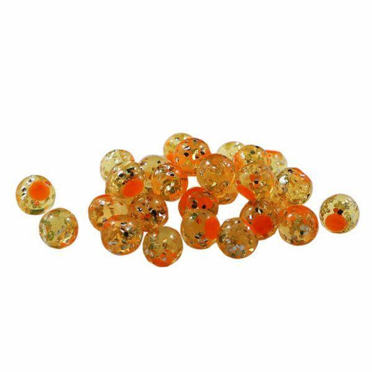 CLEARDRIFT GLITR BOMB 8MM Cleardrift Soft Glitter Bead 8mm, Natural Orange/Orange Dot