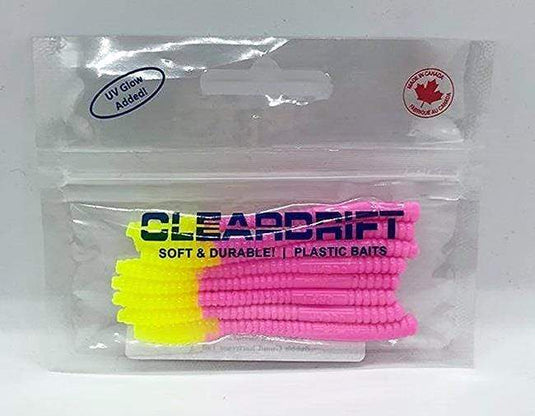 CLEARDRIFT WORM 3" Cleardrift 3" Steelhead Worm, Bubblegum Chartreuse Tail