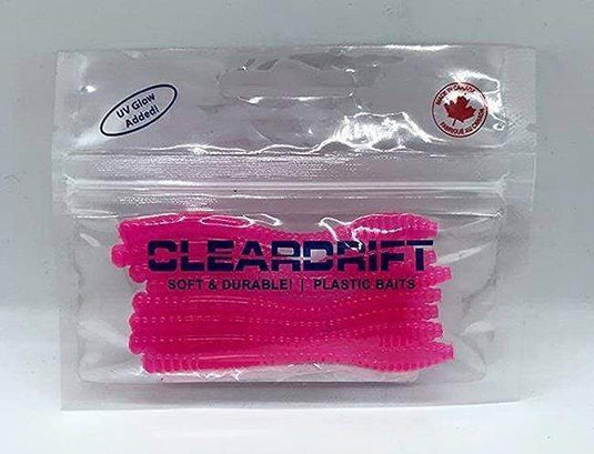 CLEARDRIFT WORM 3" Cleardrift 3" Steelhead Worm, Hot Pink