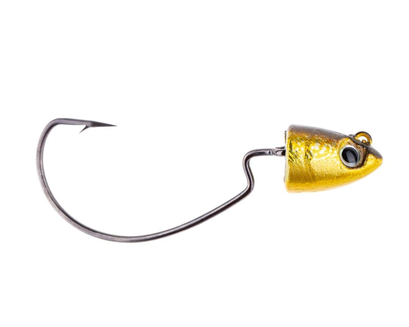 Load image into Gallery viewer, FREEDOM TACKLE HYDRA JIG 1-2 / Golden Freedom Tackle Hydra Swing Swim Bait Head
