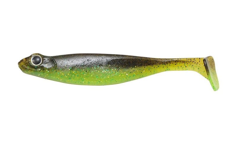 Load image into Gallery viewer, Paddle Tail Swimbait MEGABASS Hazedong Shad 3&quot; /  Green Pumpkin Chartreuse
