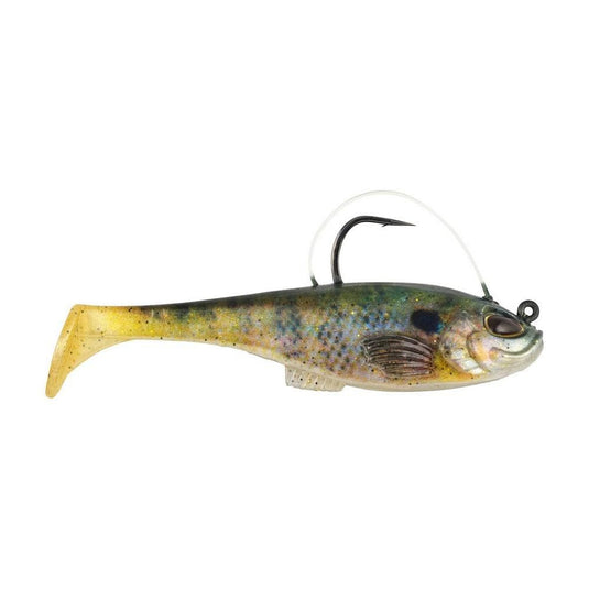 Big Bite Baits Pro Swimmer Paddle Tail Swimbait (Smoky Gold/Clear Silver,  3.8 inch)