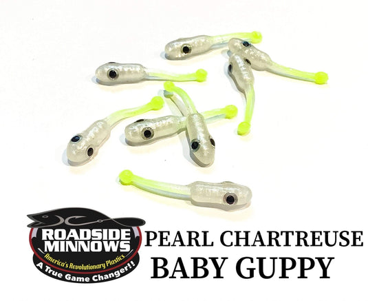 ROADSIDE MINNOWS 1.15" BABY GUPPY PEARL CHARTREUSE Roadside Minnows 1.15" Baby Guppy