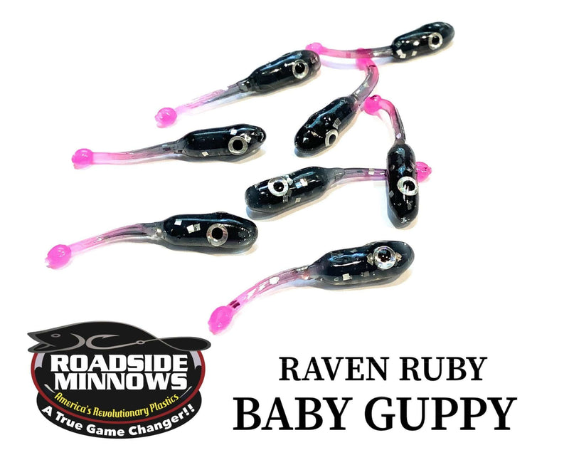 Load image into Gallery viewer, ROADSIDE MINNOWS 1.15&quot; BABY GUPPY RAVEN RUBY Roadside Minnows 1.15&quot; Baby Guppy
