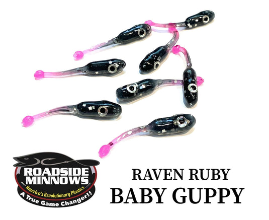 ROADSIDE MINNOWS 1.15" BABY GUPPY RAVEN RUBY Roadside Minnows 1.15" Baby Guppy