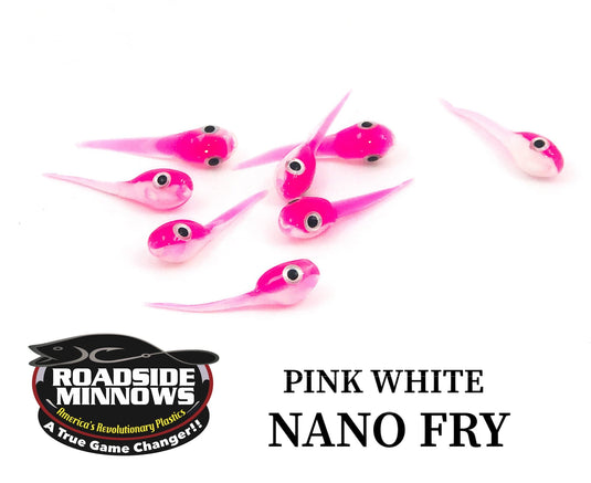 ROADSIDE MINNOWS 1" NANO FRY PINK WHTE Roadside Minnows 1" Nano Fry