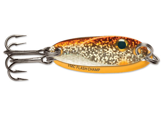 VMC FLASH CHAMP 1-8 / Glow Gold Fish VMC Flash Champ Ice Spoon